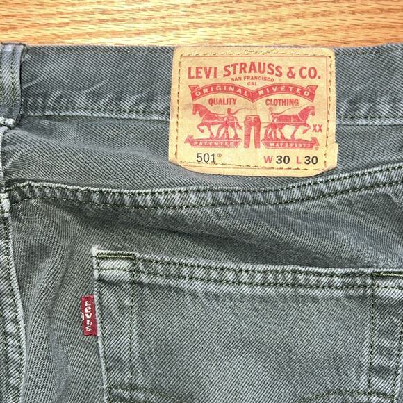 Vintage Levi’s Jeans 30x30 Green 501 Button Fly Straight Denim Pants USA 90s - Picture 8 of 14